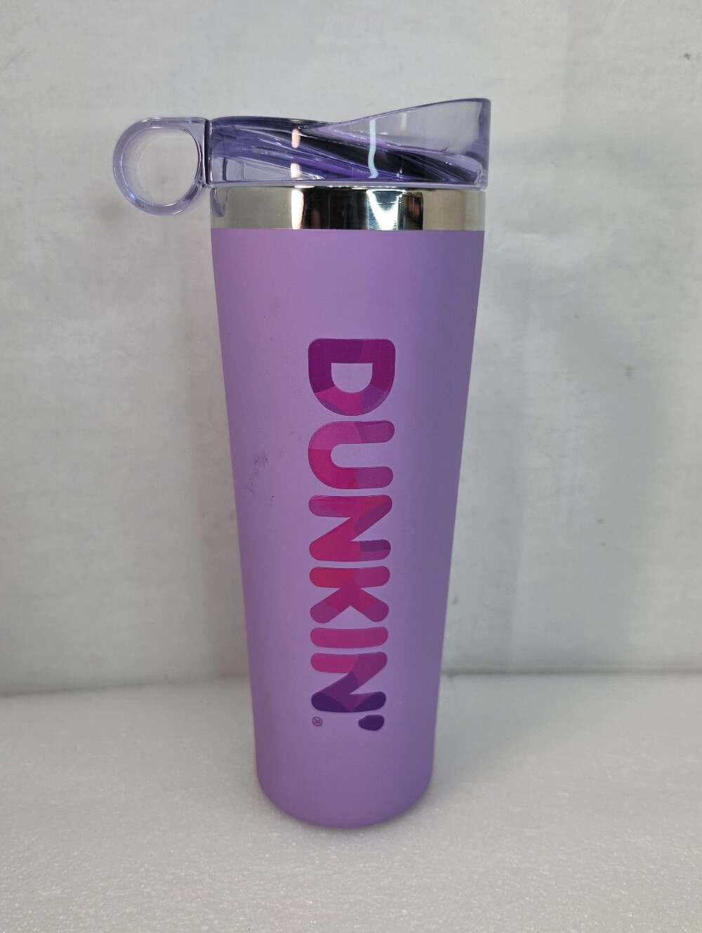 Dunkin (2025) 24oz. Purple Soft Touch Travel Tumbler. Pre-owned excellent cond.